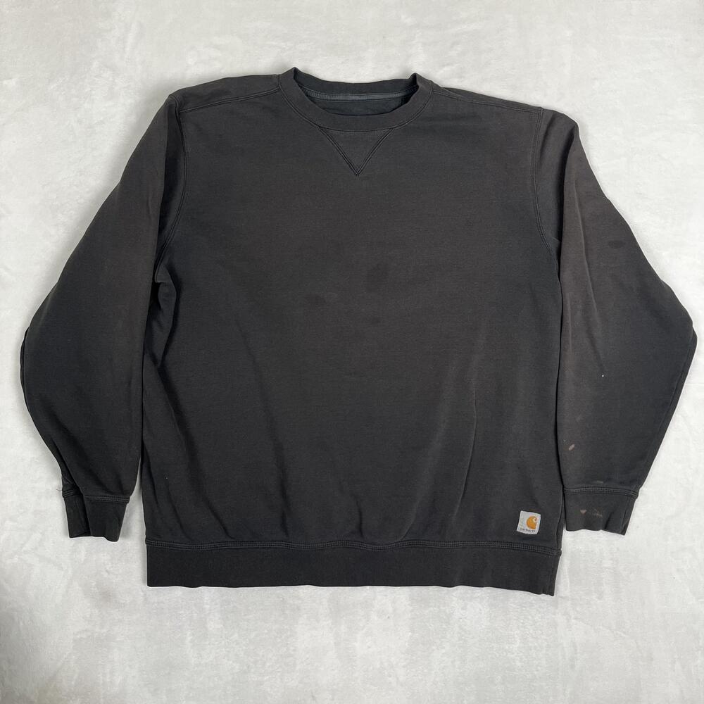 Carhartt Sweatshirt Mens Big 2XLT Black Fleece Crewneck Pullover Sun Faded Work